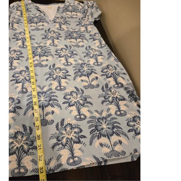 Spartina 449 Jillian Split Neck Dress Palms Blue Small Peruvian Cotton A-Line - Picture 8 of 9